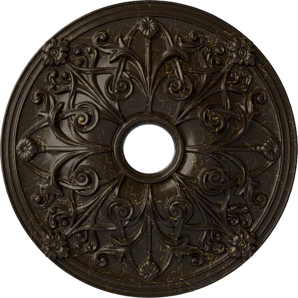 Ekena Millwork Jamie Medallion (Canopies up to 3 7/8"), 23 5/8"OD x 3 7/8"ID x 2 1/8"P, Stone Hearth Crackle CM23JASHC - main